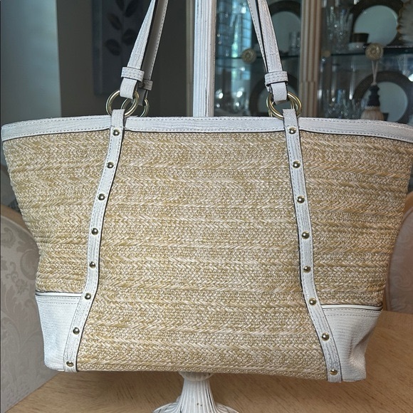 Coach Alexandra Python Straw Tote - Picture 5 of 13